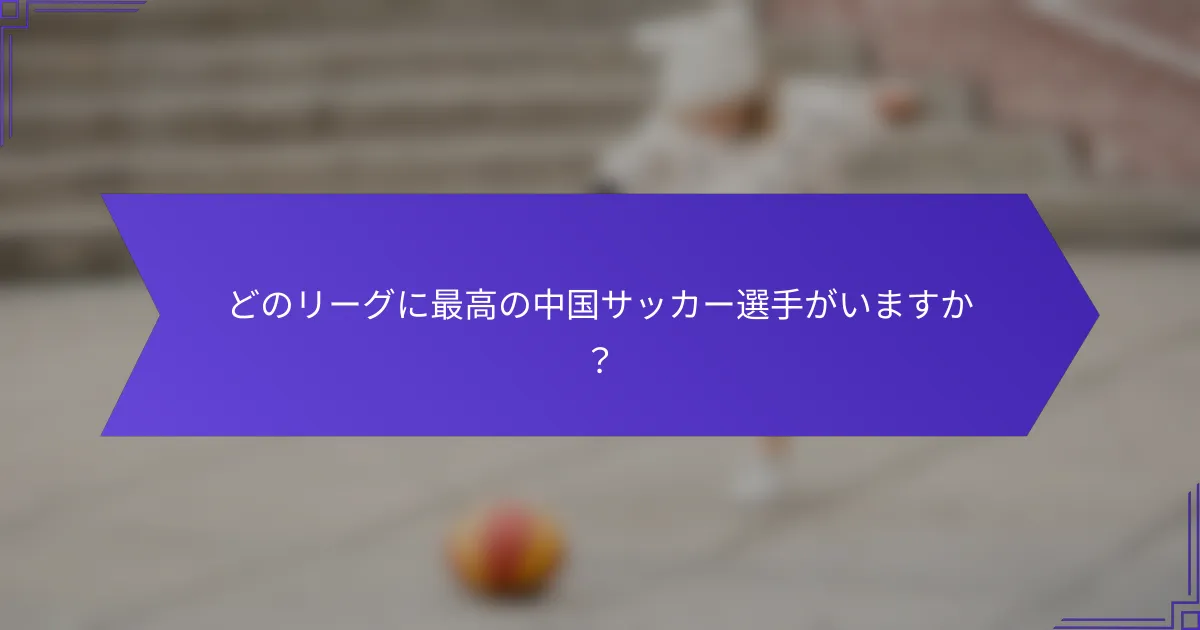 どのリーグに最高の中国サッカー選手がいますか？